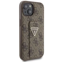 Guess dėklas telefonui su stovu Grip Stand 4G Triangle Strass iPhone 15 - rudas
