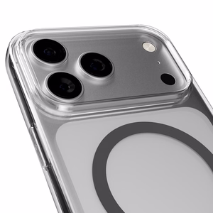 Puro Lite Mag TPU+PC dėklas telefonui suderinamas su MagSafe iPhone 17 Pro - skaidrus su pilku žiedu