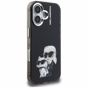 Karl Lagerfeld IML Aquarelle Karl & Choupette & Logo iPhone 16 deklas - juodas