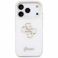 Guess IML 4G Script Metal Dėklas for iPhone 17 Pro Max - baltas