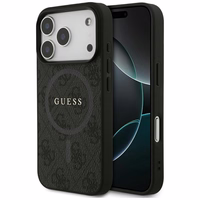 Guess 4G žiedinis klasikinio logotipo magnetinis dėklas telefonui iPhone 17 Pro - juodas
