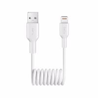 Puro 12W USB-A - Lightning spiralinis kabelis 1m - baltas