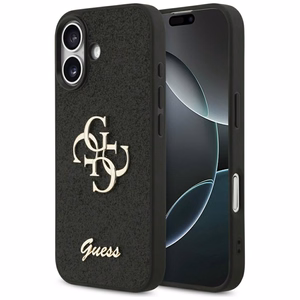 Guess Fixed Glitter Big 4G dėklas telefonui iPhone 17 - juodas