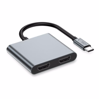 "Tech-Protect" HB08 4in1 USB-C + USB2.0 + 2 x HDMI 4K 60HZ adapteris - pilkas
