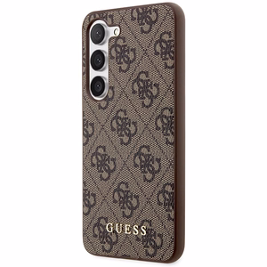 Guess GUHCS23SG4GFBR S23 S911 rudas/rudas kietas dėklas 4G Metal Gold Logo