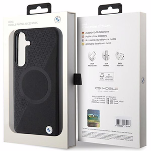 BMW BMHMS24M23RTPK S24+ S926 чёрный/чёрный жёсткий чехол Signature Leather Half Textured & Circle MagSafe