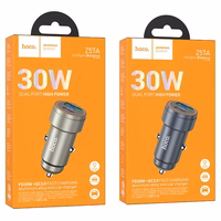 Įkroviklis automobilinis Hoco Z57A 30W (1xUSB 1xUSB-C) juodas