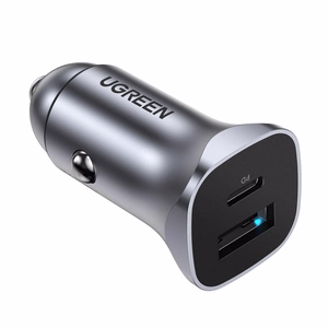 Ugreen CD130 USB-A / USB-C 30W автомобильное зарядное устройство - серое