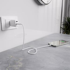 Puro PROLITE 10W 2x USB-A sieninis įkroviklis + USB-A - USB-C kabelis 1.2m - baltas