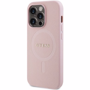 Guess GUHMP14LPSAHMCP dėklas telefonui iPhone 14 Pro - rožinis Saffiano Magnetinis
