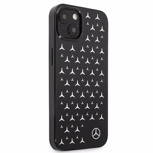 Mercedes dėklas telefonui iPhone 13 mini su sidabrinių žvaigždžių raštu, juodas