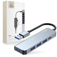HUB Tech-Protect V0 5in1 USB-A - USB-A 3.0 / 3x USB-A 2.0 / USB-C - pilkas