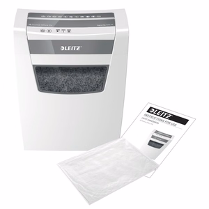 Leitz IQ Home Office P-4 dokumentų smulkintuvas, pjaustymas dalelėmis, 22 cm, baltas