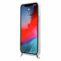 Guess GUHCP12MKC4GSGO iPhone 12/12 Pro 6.1" Skaidrus kietas dėklas 4G Auksinė grandinė
