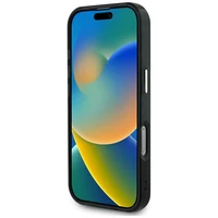 Guess IML Metal Glitter 4G Circle Triangle Magnetinis dėklas telefonui iPhone 16 Pro - juodas