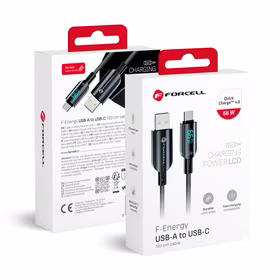 FORCELL F-ENERGY C272 kabelis USB A į Type C QC4.0 3A 66W Skaitmeninis 1,2 m juodas