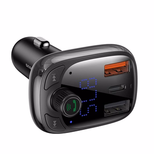 Įkroviklis automobilinis + FM transmiteris BASEUS (S-13) (2xUSB;1xUSB-C) juodas