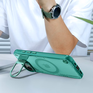 Nillkin Iceblade Prop magnetinis dėklas su stovu iPhone 16e telefonui - žalias
