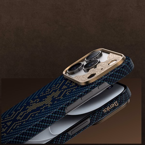 Mėlynas „Benks Magnetic Armor Air Knight“ kevlaro dėklas su metaliniu rėmeliu (C.K.FL.AP.GD.C072), skirtas iPhone 18 Pro / iPhone 17 Pro