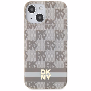 DKNY IML languotas mono raštas ir margintos juostos magnetinis dėklas telefonui iPhone 15 / 14 / 13 - smėlinis