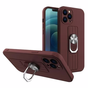 Ring Чехол силиконовый с кольцом-держателем и подставкой для Xiaomi Redmi Note 10 / Redmi Note 10S коричневый