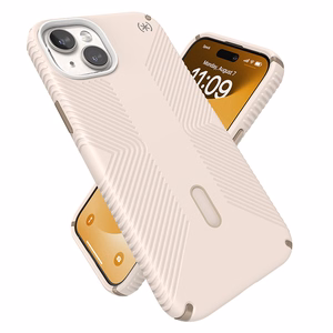 Speck Presidio2 Grip MagSafe dėklas su ClickLock, skirtas iPhone 15 Plus / 14 Plus, „Bleached Bone / Heirloom Gold“ spalvos