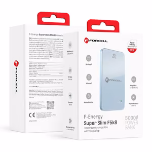 Powerbank compatible with MagSafe Forcell F-Energy SuperSlim F5K8 QC4.0 PD3.0 15W 5000 mAh blue