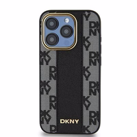 DKNY Odinis langeliais raštuotas magnetinis dėklas iPhone 15 Pro Max - juodas