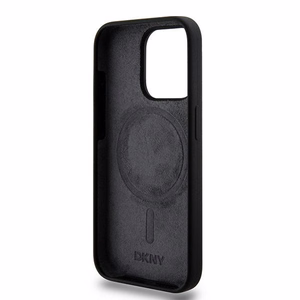 DKNY Skystas silikoninis baltas spausdintas logotipas magnetinis dėklas telefonui iPhone 13 Pro / 13 - juodas