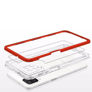 Skaidrus 3in1 dėklas telefonui Samsung Galaxy A22 4G rėmelis gelis raudonas