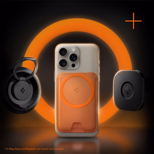 Spigen Valentinus MagFit+ magnetinis „MagSafe“ kortelių dėklas telefonui – oranžinis