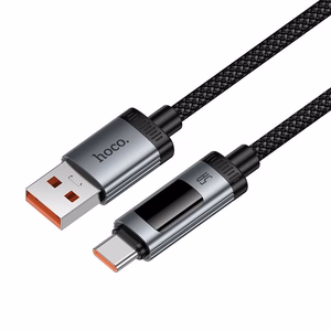 Kabelis (m) - su skaitmenine indikacija USB A į USB C Hoco PD 6A 100W 1,2 m U148 juodas (m)