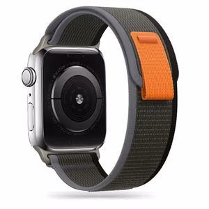 TECH-PROTECT NYLON APPLE WATCH 4 / 5 / 6 / 7 / 8 / 9 / SE / ULTRA 1 / 2 (42 / 44 / 45 / 49 MM) JUODAS/ORANŽINIS
