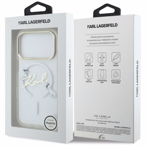 Karl Lagerfeld IML Choupettes Karl Script Logo MagSafe Dėklas for iPhone 17 Pro Max - Clear