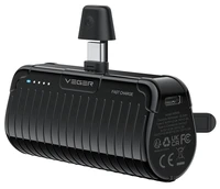 VEGER išorinė baterija 5000 mAh su įmontuotu jungtimi Type C PlugOn PD QC3.0 3A 20W W0558 juoda