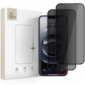 Защитное стекло Tech-Protect Anti Spy Glass Pro+ 2-pack для iPhone 17e / 16e / 14 / 13 Pro / 13 - чёрный