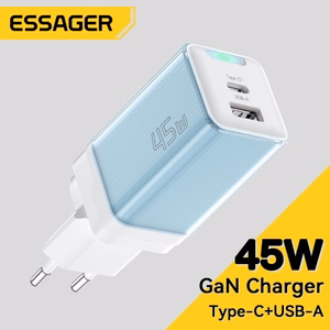 Įkroviklis Essager Zhiqi GaN Šviesiai mėlynas 45W (PD / QC3.0)