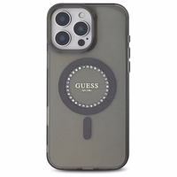 Guess IML Rhinestones Magnetinis dėklas telefonui iPhone 16 Pro - juodas