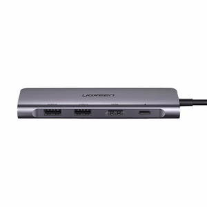 Ugreen CM195 6in1 adapteris USB-C - HDMI / 2x USB-A 3.0 / USB-C PD / SD / TF skaitytuvas - pilkas