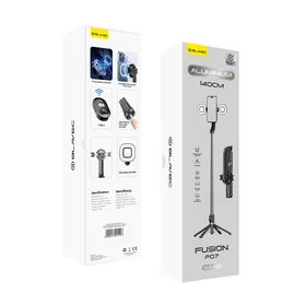 Blavec asmenukių lazda Aluminium Fusion P-07 Magsafe trikojis + nuotolinio valdymo pultas + 2 lempos 1,4 metro (SSFP07-MTR2LB14) juodas