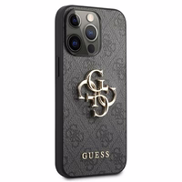Guess GUHCP13L4GMGGR iPhone 13 Pro / iPhone 13 6.1 pilkas kietasis dėklas 4G Big Metal Logo