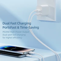 Rock sieninis įkroviklis T43 - USB + Type C - QC 3.0 PD 20W 3A baltas