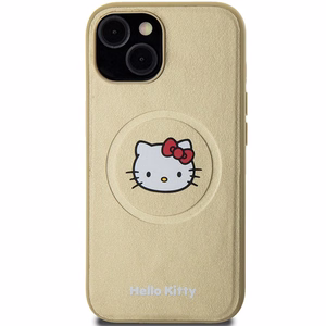 Hello Kitty odinis Kitty Head magnetinis dėklas telefonui iPhone 15 - auksinis