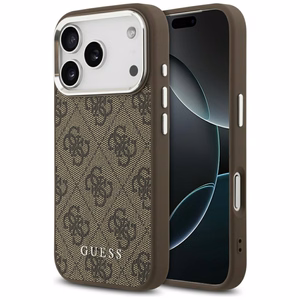 Guess 4G Classic Logo Magnetinis dėklas telefonui iPhone 17 Pro - rudas