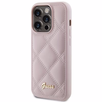 Guess Quilted Metal Logo dėklas telefonui iPhone 15 Pro - rožinė