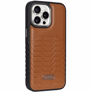 Audi Sintetinės odos dėklas telefonui su Magnetine iPhone 15 Pro Max - rudas