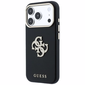 Guess Smooth & Big Strass Logo dėklas iPhone 18 Pro / 17 Pro – juodas