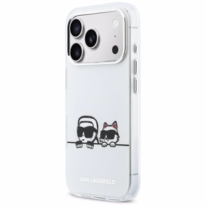 Karl Lagerfeld IML Karl & Choupette Peekaboo Logo MagSafe Dėklas for iPhone 17 Pro - baltas