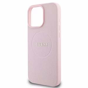 Guess Grūdėtas žiedas Magnetinis dėklas telefonui iPhone 16 Pro - rožinis
