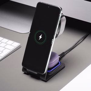 Forcell F-ENERGY Simply Charge 3in1 aliuminis suderinamas su Apple Watch ir Samsung Watch pilkas